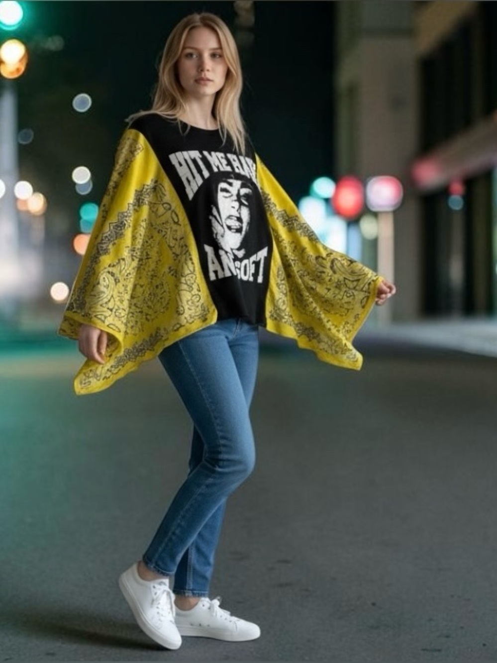 BILLIE EILISH Custom Made Poncho T Shirt (one size fits most)
